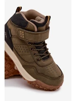 Dětské turistické boty na suchý zip tmavě zelené model 21744855 - Boto Dětské turistické boty na suchý zip tmavě zelené model 21744855 - Boto