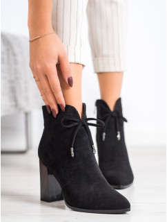 Klasické členkové topánky dámske čierne na širokom podpätku
