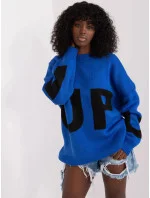 Modrý dámský oversize svetr model 19769914 - Factory Price