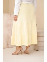 Dámská sukně plus size z  s volánem a gumou žlutá model 22141112 - K-Fashion