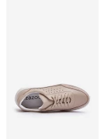 Męskie Buty Sportowe Skórzane Zazoo 1544 Beżowe