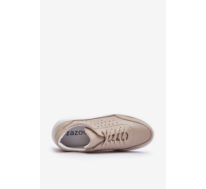 Męskie Buty Sportowe Skórzane Zazoo 1544 Beżowe