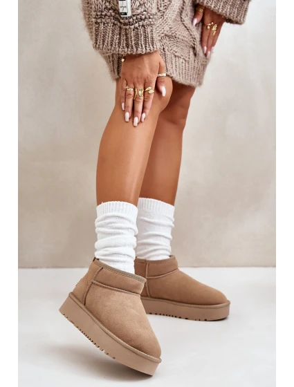 Dámské semišové sněhule na platformě béžové model 21670427 - Boto
