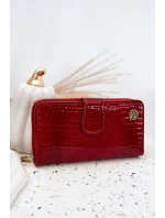 Lakovaná dámska peňaženka s reliéfom a zlatými detailmi Evlinne - červená