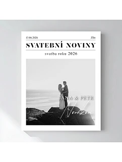 Personalizovaný magický fotob obraz v ráme – 40x50 – svadobné noviny