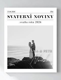 Personalizovaný magický fotob obraz v ráme – 40x50 – svadobné noviny