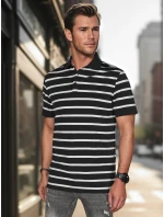 Pánska pruhovaná polokošeľa čierna FashionStreet PX0636