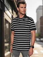 Pánska pruhovaná polokošeľa čierna FashionStreet PX0636