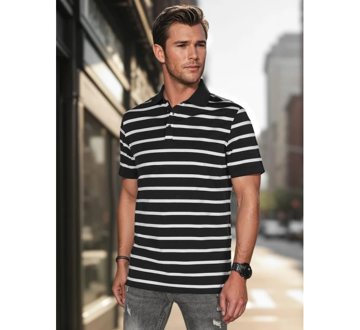 Pánska pruhovaná polokošeľa čierna FashionStreet PX0636