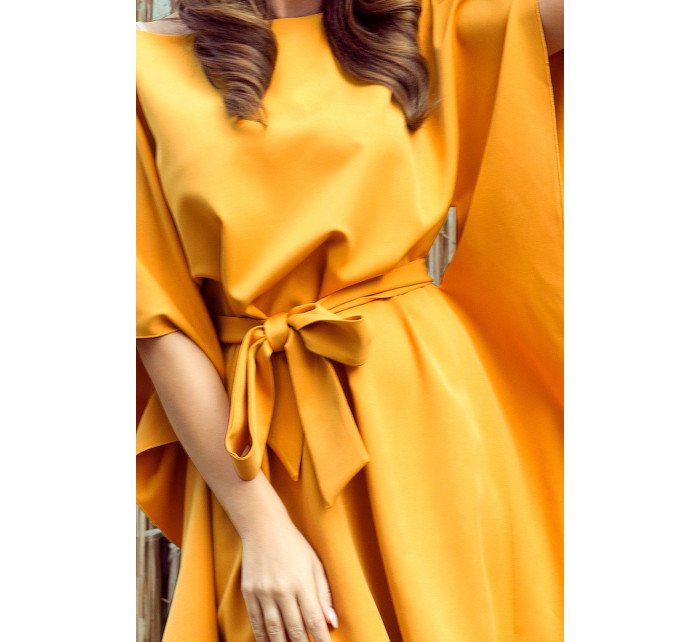 SOFIA - Dámske motýlikové šaty v medovej farbe 287-1