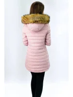 Tmavomodrá a ružová obojstranná dámska zimná bunda s kapucňou (w213) Tmavomodrá a ružová obojstranná dámska zimná bunda s kapucňou (w213)