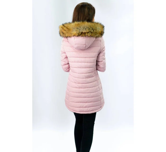 Tmavomodrá a ružová obojstranná dámska zimná bunda s kapucňou (w213) Tmavomodrá a ružová obojstranná dámska zimná bunda s kapucňou (w213)