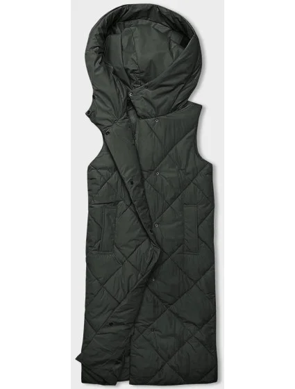 Dlouhá dámská oversize vesta v army barvě model 18934789 - J.STYLE