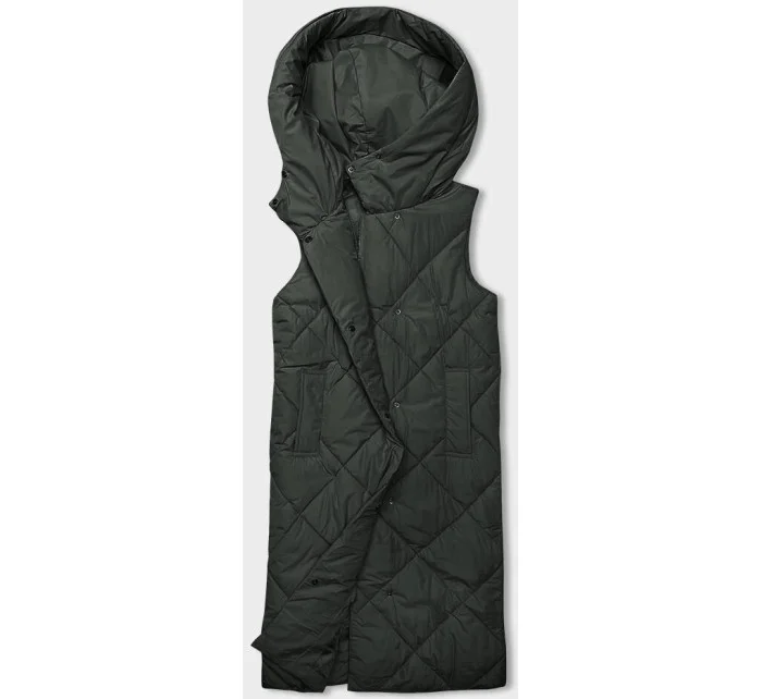 Dlouhá dámská oversize vesta v army barvě model 18934789 - J.STYLE