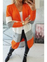 Pruhovaný sveter oranžová+ecru
