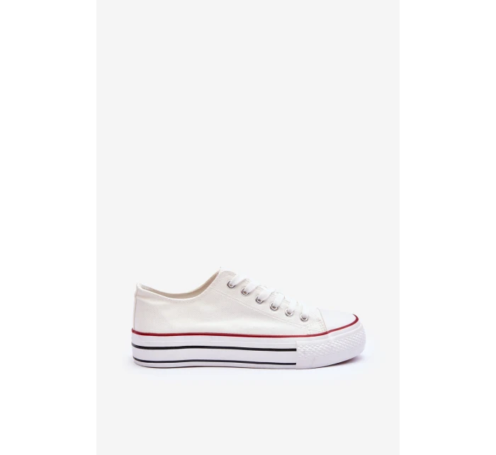Trampki Klasyczne Niskie Na Platformie Białe Jazlyn