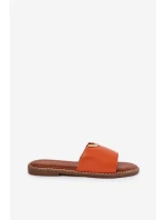 Klapki Damskie Eko Skórzane Z Ozdobnymi Detalami Pomarańczowe Mevith Klapki Damskie Eko Skórzane Z Ozdobnymi Detalami Pomarańczowe Mevith