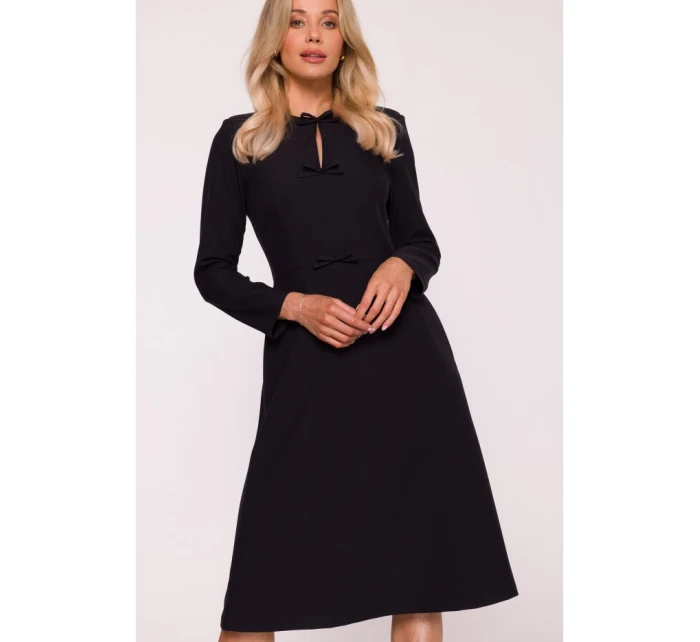 model 21319063 Šaty s mašlí černé - STYLOVE