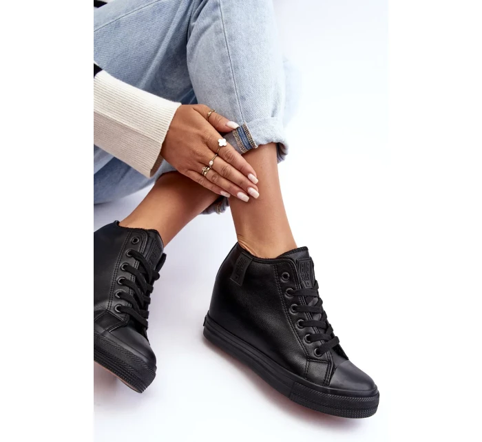 Dámské kožené tenisky na klínku Big Star Black Dámské kožené tenisky na klínku Big Star Black