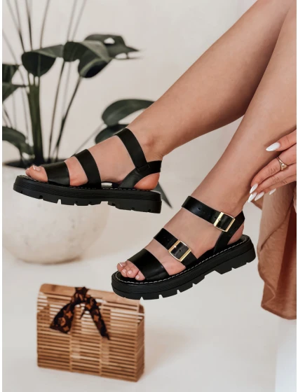 Dámske sandále s prackami SOLARIA black FashionStreet ZY0889