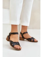 Kožené Sandály Na Podpatku  Černé model 21684026 - Zazoo