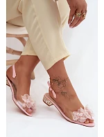 Průhledné sandály s krystaly a síťkovými květinami D&A MR61-9006 Růžové