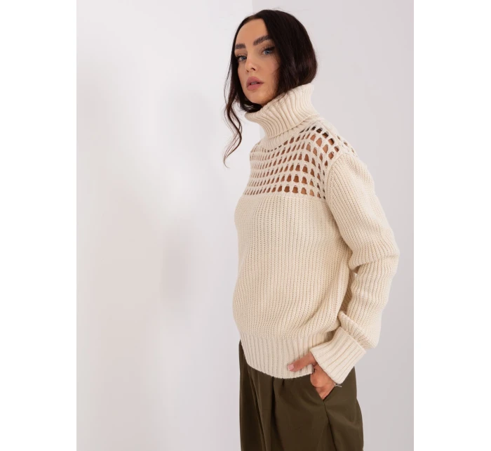 Sweter TO SW model 18959564 jasny beżowy - FPrice Sweter TO SW model 18959564 jasny beżowy - FPrice