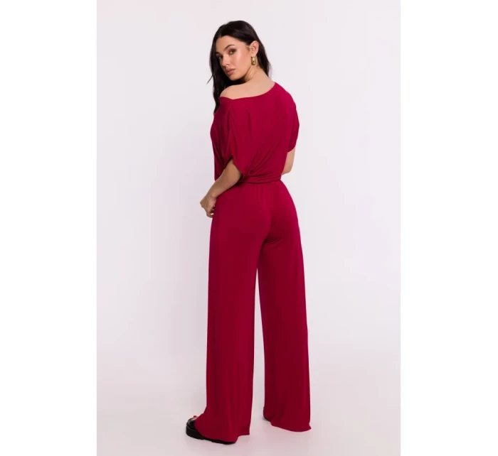 model 19670563 Viskózový top s výstřihem na ramena bordó - BeWear