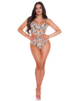 Sexy Snake Monokini with Net Cut-Outs