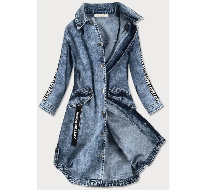 Svetlo modrá voľná dámska džínsová bunda / prikrývka cez oblečenie (C101)