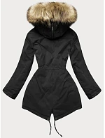 Dámska prešívaná zimná bunda s kožušinou čierna (m-137) Dámska prešívaná zimná bunda s kožušinou čierna (m-137)
