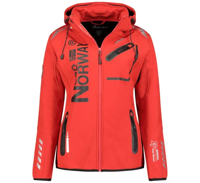 Geographical Norway Reine Red/Black LADY 007 Red (WU8187F/GNO-RED-BLACK)/WU8088 dámska softshellová bunda s kapucňou