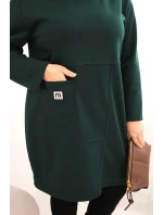 Dámská sukýnka Plus Size máslová s kapsou a 3/4 rukávem tmavě zelená