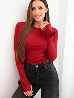 Dámská pruhovaná blůza s nařasením na boku bordová