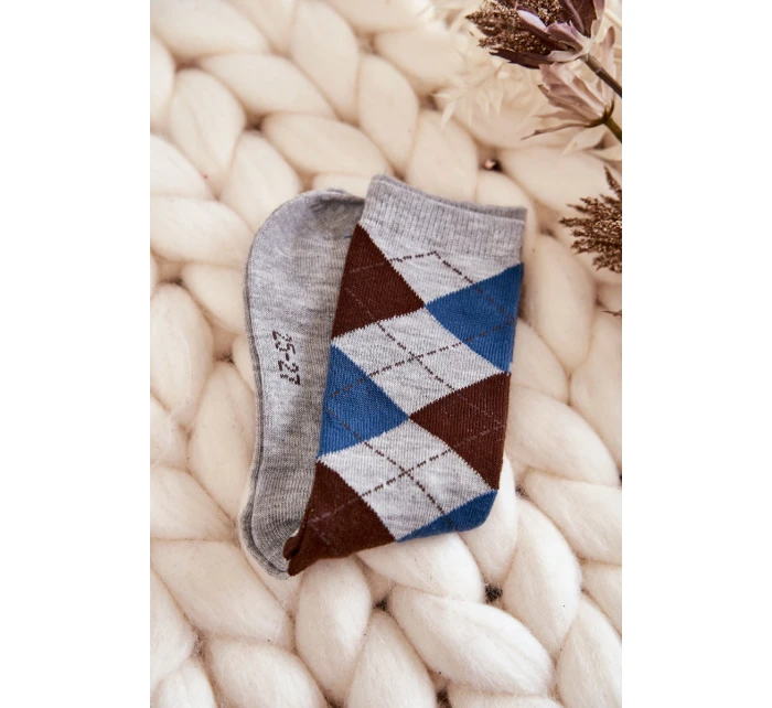 Młodzieżowe Wysokie Skarpety W Kratę 5-Pak Multikolor