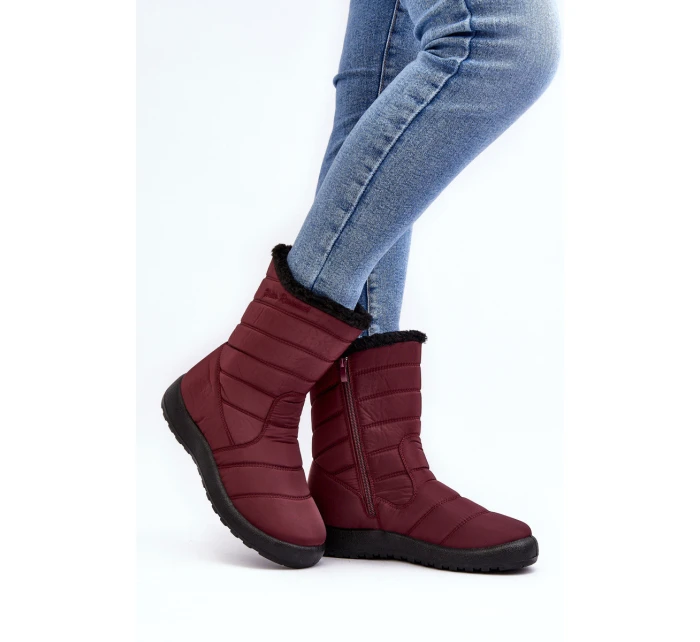 Wysokie Damskie Ocieplane Śniegowce Bordowe Luxina
