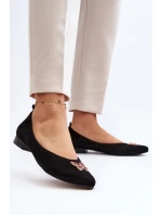 Zazoo 2887 Zamszowe Baleriny Z Ozdobnym Motylem Czarne