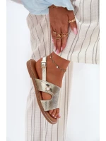 Dámské Ploché Sandály S Dekorativním Detalem model 21697239 Zlaté - VINCEZA