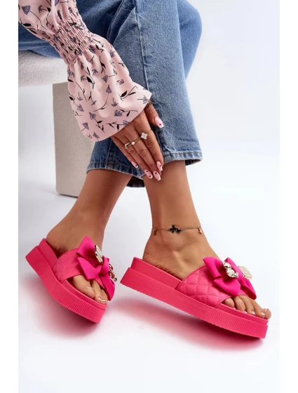 Dámské pantofle s mašlí a medvídkem Fuchsie Katterina