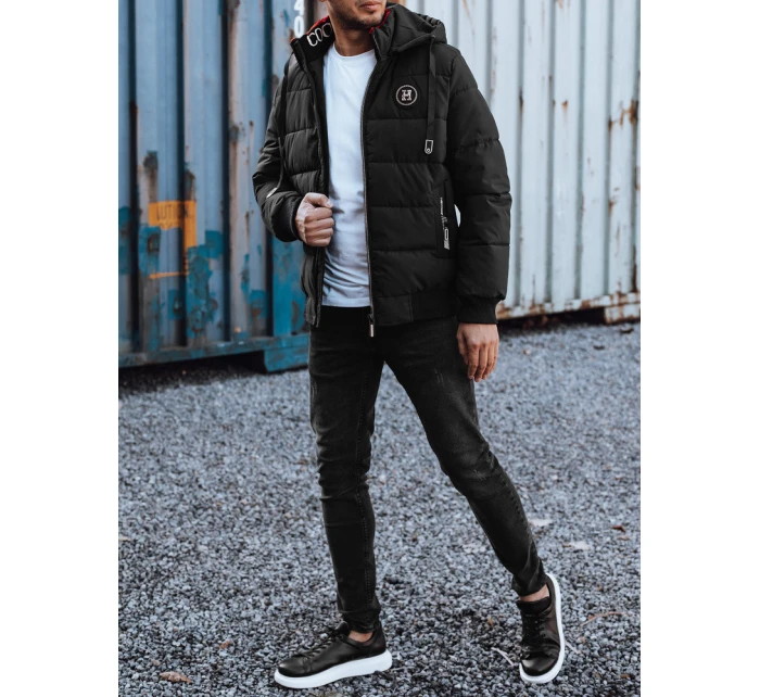 Pánská prošívaná zimní bunda s kapucí černá Dstreet model 21981098 - FashionStreet