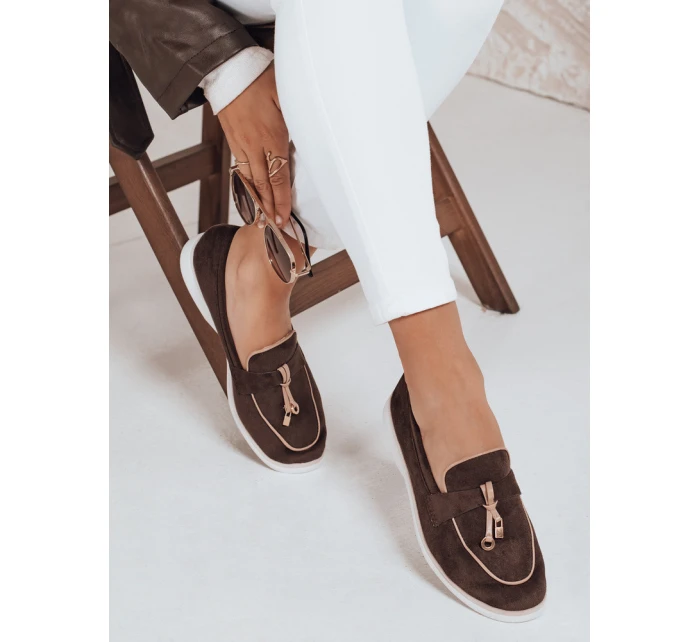 Dámské semišové hnědé mokasíny Dstreet model 21992090 - FashionStreet