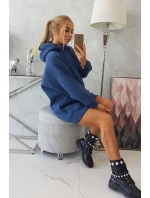 Zateplená mikina s vyšívaným textom oversize denim