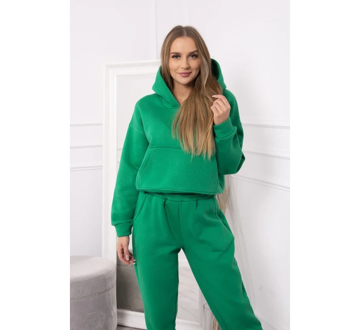 Teplá súprava s mikinou viazanou v spodnej časti v zelenej farbe Teplá súprava s mikinou viazanou v spodnej časti v zelenej farbe