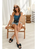 Dámské kožené pantofle s mašlí černé model 21616468 - EVENTO