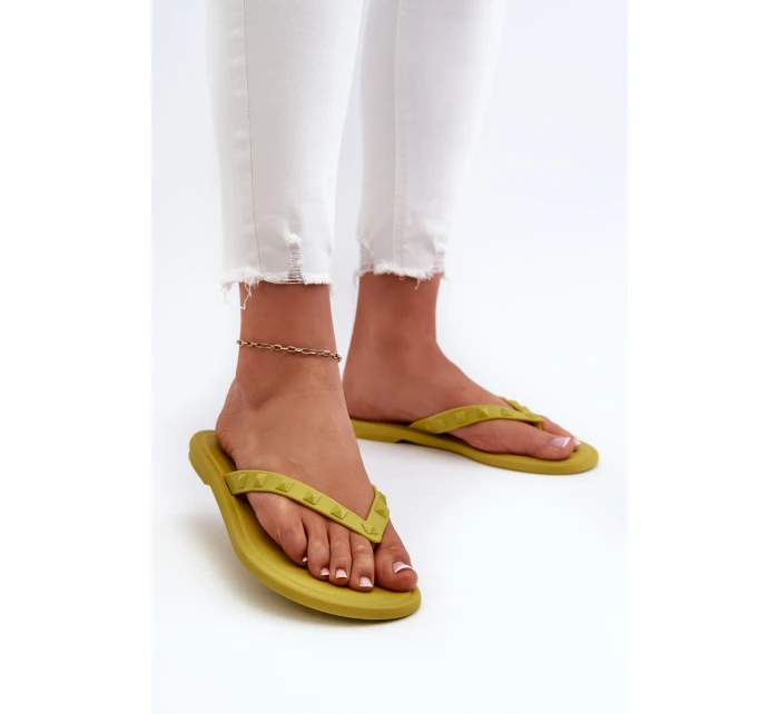 Płaskie Elastyczne Klapki Japonki Damskie ZAXY JJ285253 Limonkowe