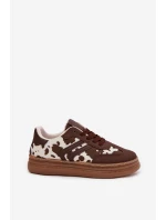 Dámské tenisky na platformě s potisky hnědé model 21757712 - Boto Dámské tenisky na platformě s potisky hnědé model 21757712 - Boto