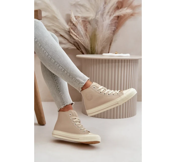 Dámske zateplené tenisky z eko kože Beige Big Star