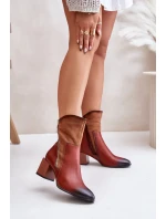 Zateplené dámske členkové topánky na podpätku Brown Relabina Zateplené dámske členkové topánky na podpätku Brown Relabina