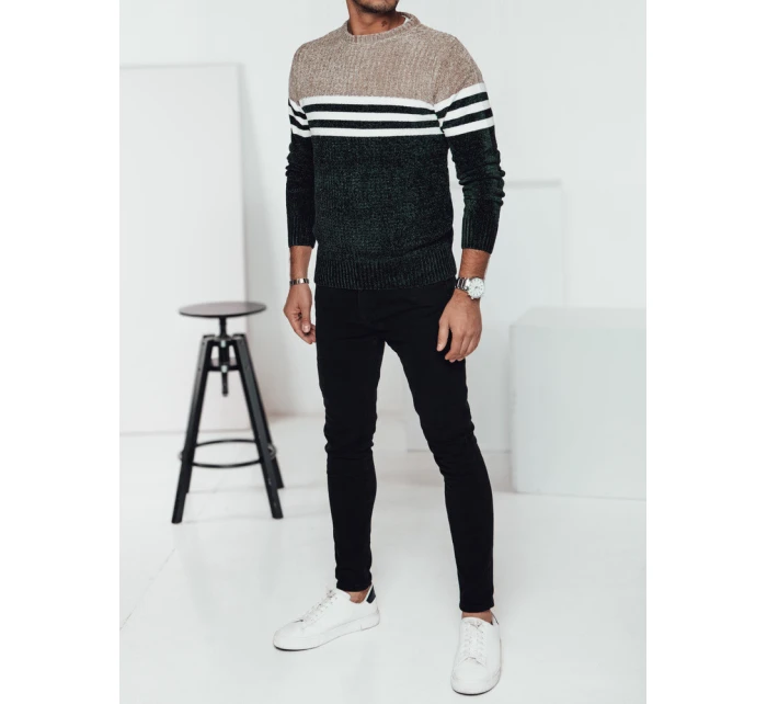 Pánský pruhovaný zelený svetr Dstreet model 21982383 - FashionStreet