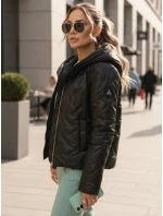 Dámska prešívaná bunda s kapucňou čierna FashionStreet TY5551